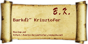 Barkó Krisztofer névjegykártya