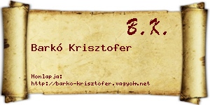 Barkó Krisztofer névjegykártya